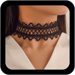 Kal-Boho Large Dentelle Collier Ras Du Cou Noir Dentelle Collier Ras Du Cou Vintage Dentelle Tatouage Collier Gothique Dentelle Clavicule Collier Bijoux Pour Femmes Et Filles - Neuf