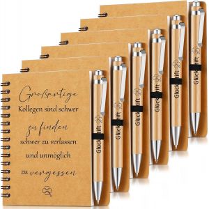 6 Set Cadeau de Remerciement pour Collègues Bloc-Notes à Spirale Inspirant pour Employés Stylo à Bille Cahier à Spirale Ligné Stylo à Bille en Bois(Großartige Kollegen sind schwer zu finden) - Neuf