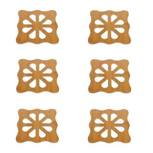 6 Sets De Table &Agrave; Manger Cr&eacute;atifs,Tapis D'isolation Thermique,Tapis Anti-Br&ucirc;lures M&eacute;nagers,Sous-Verres En Bois Creux &Agrave; La Maison - Neuf