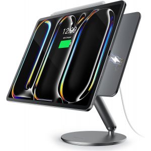 &iquest;Mise &Agrave; Niveau&iquest; Support De Chargement Magn&eacute;tique Sans Fil Pour Ipad Pro 13"" M4 (2024)/M5 (2025), Pliable, Avec Base Pivotante &Agrave; 360&deg;, En Aluminium, R&eacute;glable, 18 W, Avec C&acirc;ble Usb C - Neuf