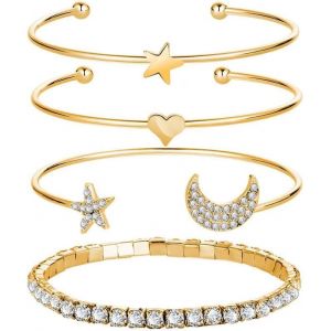 Eryi-Chaîne Bracelets Pour Femme Twist Bracelet Zag Chaîne Bracelets Réglable Cz Fantaisie Bracelets Ensemble Or Bracelets Pour Femmes Filles - Neuf