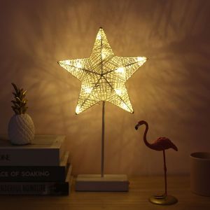 HJLIAN Lampe veilleuse decorative en rotin en forme d'etoile pour chambre a coucher ou restaurant - Neuf
