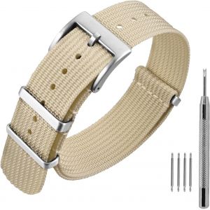 Kal-Bracelet De Montre En Nylon Avec Boucle En Acier Inoxydable, Sport Bande De Remplacement 16mm 18mm 20mm 22mm - Neuf