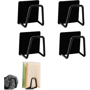 4 Pièces, Le Noir Porte Éponge Inox, Porte Éponge Évier Cuisine, Porte-Éponges Auto-Adhésifs, Porte Éponge Évier, Porte Éponge Cuisine, Porte-Éponges, Pour Éponges, Brosser, Torchon - Neuf