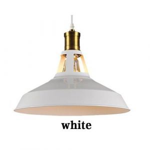 Lot De1 Lustre Blanc Suspension Industrielle Vintage E27 Led Lampe Plafonniers Retro Abat-Jour Pour Cuisine Salle À Manger Salon Chambre Restaurant - Neuf