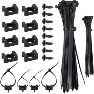 CHECARZHN--NO1-Lot De 50 Attaches De Câble Avec 50 Vis M5 Et 100 Serre-Câbles Autobloquants De 2 Tailles 15 Cm Et 20 Cm Pour La Gestion Des Fils - Neuf