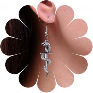 Kal-Boucles D'oreilles Punk Serpent Boucles D'oreilles Serpent Épée Boucles D'oreilles Gothique Serpent Boucles D'oreilles Serpent Noir Boucles D'oreilles Crochet Bijoux Pour Femmes Et Filles - Neuf