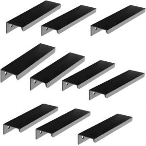 YUJTG-Lot de 10 Poignée Noir Poignée de Meuble Noir- Poignée Invisible Poignee de Meuble Cuisine Noir Poignée Meuble Noir Mat en Alliage d'Aluminium Entraxe 96mm - Neuf
