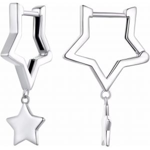 Chenquansarl-Boucles D'oreilles Étoiles Créoles En Argent Sterling 925, Petite Créoles Hypoallergénique Huggie Boucles D'oreilles Avec Pendantes Étoile Cadeau D'anniversaire Pour Filles Femme - Neuf