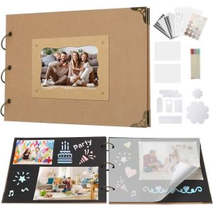 Album Photo Scrapbooking (40 Pages Ou 20 Feuilles) Noir Livre Scrapbooking Avec Intercalaires En Papier À Personnaliser Et À Coller Pour Mariage, Anniversaire - Neuf