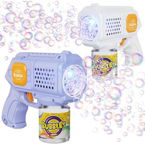 Kakyl-Cadeau De P&acirc;ques 2 Bubble Machine Panacare Pistolet Automatique De Bulle D'enfants 4000 Bulles Par Minute Avec La Lumi&egrave;re De Nuit De Led - Neuf