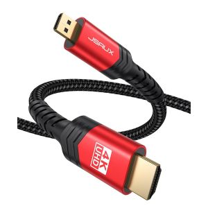 Micro HDMI to HDMI Cable 4K 10FT Micro HDMI to HDMI Standard,Support 4K 60Hz HDR 3D ARC 18Gbps Compatible with Sony A6000 A6300 and Above Cameras (Red) - Neuf