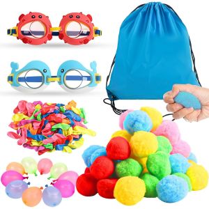 KAL-Jouets Plong&eacute;e Enfants, Set Jouets Plong&eacute;e Piscine, 50 Bombes &Agrave; Eau En Coton, 50 Ballons Eau, 2 Lunettes Natation, 1 Sac &Agrave; Cordon, Jouets Eau Pour Enfants Plages En Ext&eacute;rieur Cadeau F&ecirc;te Piscine - Neuf