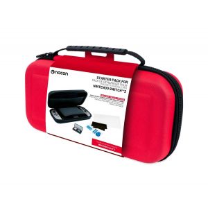 Nacon Pack De 3 &Eacute;l&eacute;ments Rouge Pour Switch 2 | 1 Pochette Rigide | 1 Protection D'&eacute;cran | Boite De Rangement Pour Jeux - Neuf
