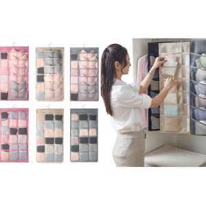 Sac de rangement suspendu double face &agrave; 30 poches pour sous-v&ecirc;tements et chaussettes - Neuf