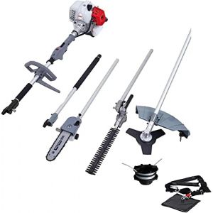 MEVRONISSHOP-IKRA 4en1 outil multifonctions thermique IBKH 33: d&eacute;broussailleuse, coupe-bordure, &eacute;lagueuse & taille-haie t&eacute;lescopique - Neuf