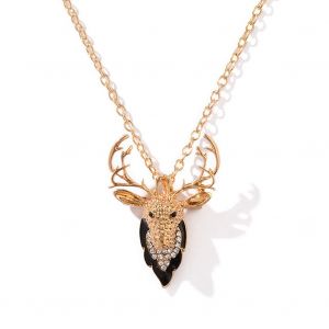 Collier Avec Pendentif Cerf En Alliage Galvanise (Dore) - Neuf