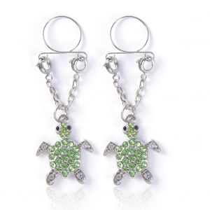 Piercing De Teton En Strass Avec Pendentif Tortue, Bijou De Corps Anti-Allergie - Neuf