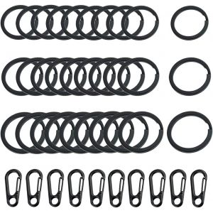 KAL-Petit Anneau Porte Clé 30 Pièces Anneau Porte Clé Porte-Clés Plats Anneaux Brisés En Métal Mousqueton Porte Clé Mousqueton Anneaux Porte Clef Noir Pour Clefs Cordons 25 Mm 30 Mm 32 Mm - Neuf