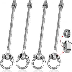 Ulteronixshop-Crochet de Balan&ccedil;oire Lot de 4 Acier Inoxydable Attache Balancoire avec Roulements Capacit&eacute; de Charge 680kg pour Chaise d'int&eacute;rieur/d'ext&eacute;rieur Corde de Yoga Sac de Frappe Sac de Sable - Neuf