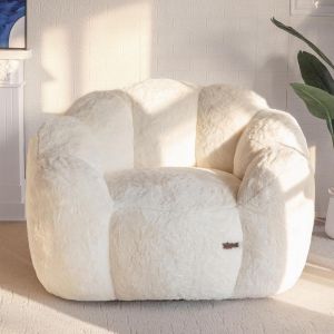 Ulteronixshop-MAXYOYO Pouf Salon & Chambre, Floral Forme Bean Bag 2 Places avec Remplissage &agrave; M&eacute;moire de Forme, Fausse Fourrure Douce, Taille G&eacute;ante Fauteuil Pouf Poire - Neuf