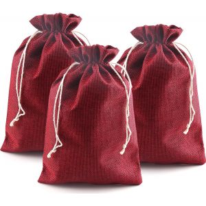 Lot de 12 sachets en toile de jute - 20 x 30 cm - Pour mariage, fiançailles, calendrier de l'Avent (rouge) - Neuf