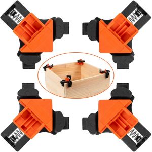 Pack de pinces d'angle à 90 degrés, pinces d'angle pour menuiserie, pinces à angle droit, outil de serrage avec outils manuels réglables (orange + noir) - Neuf