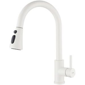 Robinet de cuisine extractible blanc &agrave; 3 modes, mitigeur d'&eacute;vier avec douchette extractible, robinet &agrave; poign&eacute;e unique - Neuf