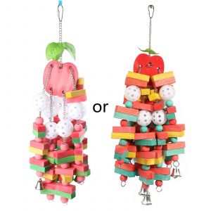 Jouets d'oiseau d&eacute;chirant m&acirc;cher jouets pour dents blocs de bois cage pendentif ficelle jouet - Neuf