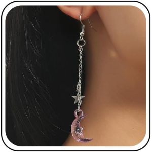 Kal-Boucles D'oreilles Boho Croissant De Lune Boucles D'oreilles Étoile Chaîne À Pompons Boucles D'oreilles Vintage Acrylique Lune Pendante Boucles D'oreilles Longues Chaîne À Pompons Boucles - Neuf
