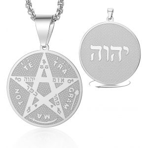 Kal-Collier Pentagramme Tétragramme Pour Hommes Femmes Pendentif Pentacle Nom Hébreu De Dieu Symbole Protection Amulette Wicca Païen Bijoux Cadeaux - Neuf