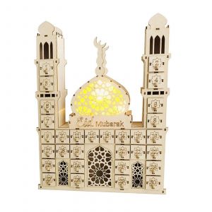 Calendrier de compte &agrave; rebours de l'A&iuml;d Moubarak avec d&eacute;coration de bureau &agrave; lumi&egrave;re LED pour anniversaire, festival, f&ecirc;te de vacances - Neuf