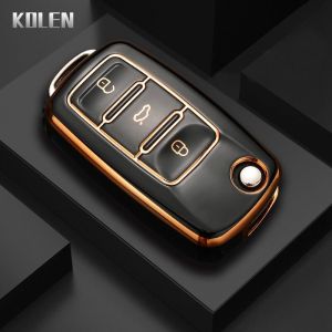 Étui pour clé de voiture en TPU,coque de support pour VW Volkswagen Polo Golf Passat Beetle Caddy Tiguan Octavia Kodiaq Altea - Type Black only case - Neuf