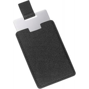 Kal-Petit Miroir De Poche Pour Sac À Main, Miroir Compact En Acier Inoxydable Avec Étui En Cuir, Miroir De Voyage Miroir À Main (Noir, 2.56 X 3.74) - Neuf