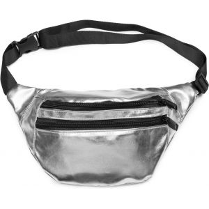 KALANKA-Sac Banane Aspect métallisé et Fermeture à glissière, Sacoche de Ceinture, Poche Ventrale, Femmes 02012243, Couleur:Argent - Neuf