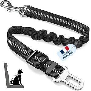 Kalanka-Ceinture Chien Voiture - Harnais Voiture Pour Chien - Ceinture De S&eacute;curit&eacute; Pour Chien Noir - Laisse Pour Voiture Avec Absorption De Chocs - Accessoire Pour Chats Et Chiens - Neuf