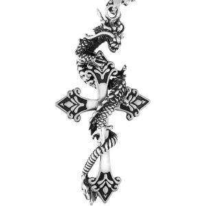 Kal-Pendentif Croix &Eacute;p&eacute;e De Dragon, Collier De Dragon Croix Gothique Pour Hommes, Collier &Eacute;p&eacute;e De Dragon Viking Bijoux De Dragon Croix Punk, Collier Pendentif Croix De Dragon Hip Hop - Neuf