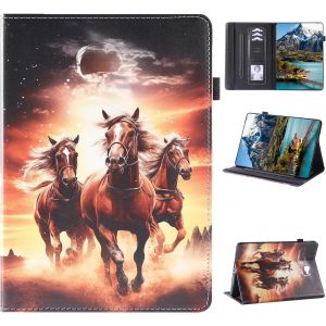 LORANKA-Coque Samsung Galaxy Tab A 10.1 Pouces 2016 (SM-T580/ SM-T585), Veille/R&eacute;veil Automatique &Eacute;tui avec Fonction Support Housse Galaxy Tab A6 10.1"" - Cheval - Neuf