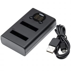 vhbw Chargeur Micro-USB + USB-C double compatible avec Canon PowerShot SD1200 IS, S95 cam&eacute;ra action-cam + c&acirc;ble Micro-USB + t&eacute;moin de charge - Neuf