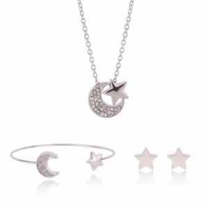 Mode Femme Alliage Bijoux Ensembles Zircon Lune Étoile Collier Et Oreille Stud Et Bracelet - Neuf