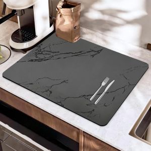 Eryi-Tapis Egouttoir Vaisselle Absorbant, 60 X 40 Cm Tapis Absorbant Vaisselle Marbre, Tapis De Sechage Evier Cuisine, Tapis Evier Cuisine Antidérapant, Tapis Auto Sechant Pour Egoutoire Vaisselle - Neuf