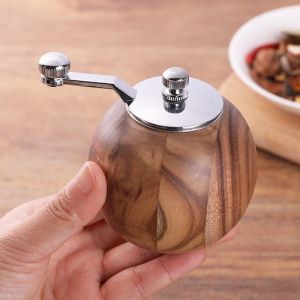 Moulin À Poivre Manuel, Moulin À Sel En Bois, Moulin À Épices Rond, Moulin À Épices Marron Avec Rotor En Acier Inoxydable - Neuf