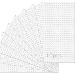 YOUY-Lot De 10 Plaques De Base Classiques Compatibles Avec La Plupart Des Marques,Plaque De Construction 25,5 X 12,8 Cm-Rectangle(Blanco) - Neuf
