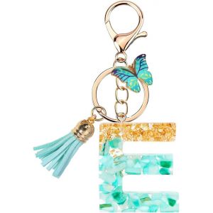 KAL-Porte Clé Femme Nom Lettre Initiale Porte Clef Femme Porte-Clés Fille Keychain Bleu Alphabet Papillon Porte Clé Voiture Cadeaux Copines - Neuf
