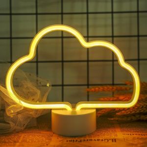 Bnhgc-Lampe Néon Led En Forme De Nuage - Avec Support - Batterie/Usb- Décoration Murale Pour Noël, Fête D'anniversaire, Chambre D'enfant, Salon, Fête De Mariage (Blanc Chaud) - Neuf