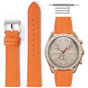 Fdjhy-Bracelet De Montre En Cuir Grainé À Dégagement Rapide Universel Compatible Avec Omega X Swatch Moonswatch 20mm - Neuf
