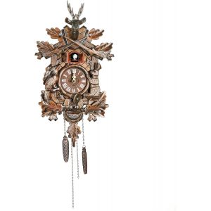 Horloge à coucou rétro, horloge traditionnelle de chalet de la Forêt-Noire, horloge murale décorative en bois avec pendule et fonction de carillon, horloge à quartz décorative pour le salon de la mais - Neuf