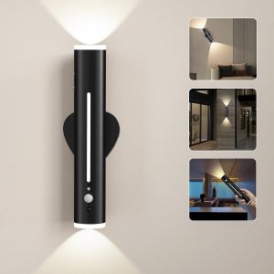 Lampe Led Murale Sans Fil Rechargeable, 2 Psc Applique Murale Detecteur De Mouvement Intérieure Exterieur, Métal Magnétique Télécommande, Lumiere Pile Pour Chevet, Chambre, Salon, Couloir - Neuf