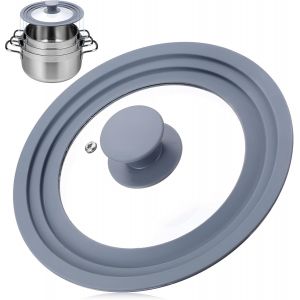 Jexnovashop-1 Pcscouvercle Universel En Verre Noir, Couvercle Casserole 16 Cm 18 Cm 20 Cm, Couvercles Pour Casseroles Et Po&ecirc;les, 3 En 1 Couvercle De Casserole Avec Bord Silicone Et Bouton R&eacute;sistant &Agrave; - Neuf