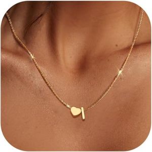 Kalanka-Collier Personnalisé Collier Initiale Collier Femme Or Coeur Collier Lettre Femme Or Acier Inoxydable Nom Collier Pendentif Lettre Coeur Collier Prenom Personnalisé Femmes Filles Cadeaux - Neuf